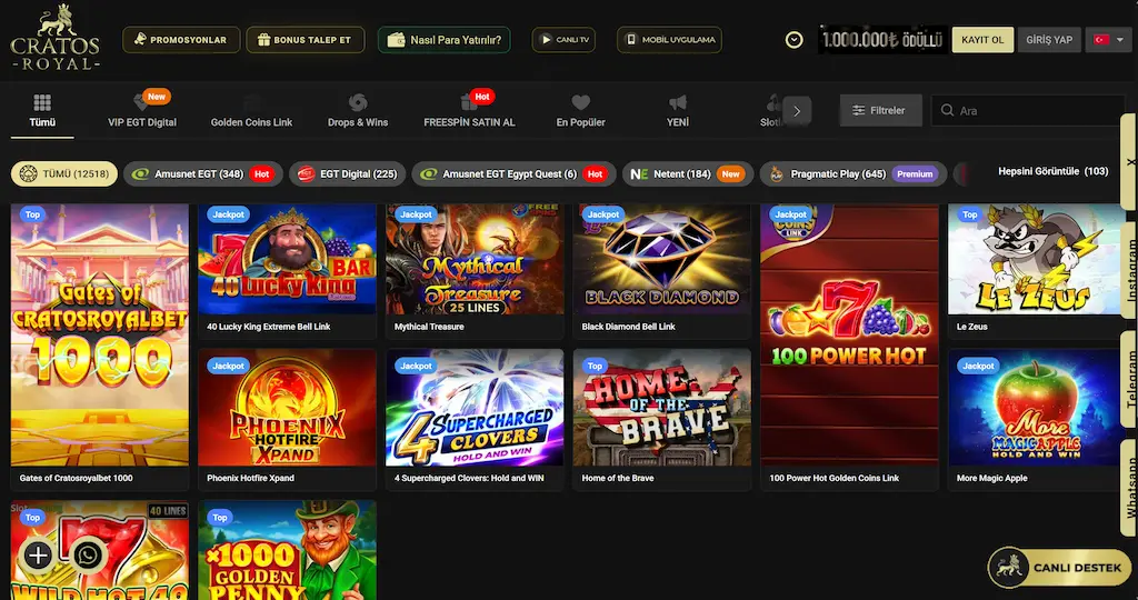 Cratosroyalbet Slot Oyunları